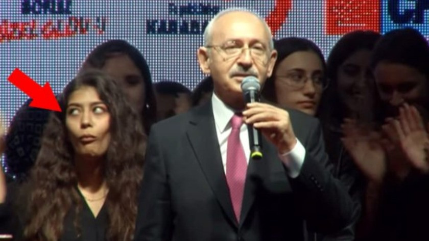 Kılıçdaroğlu'nun arkasındaki kızın yüz şekli olay oldu !