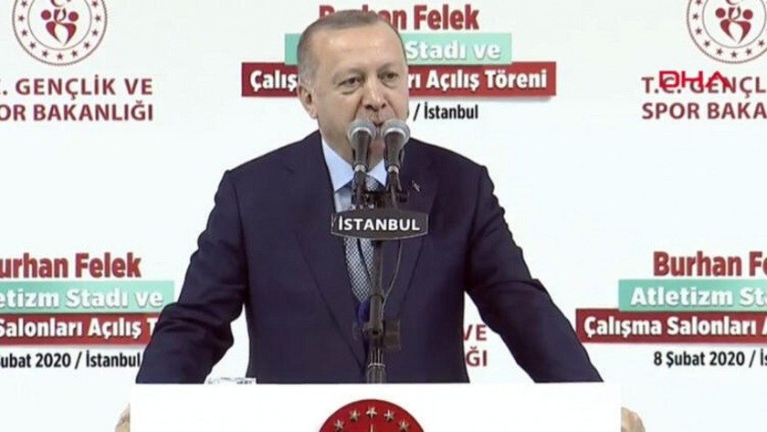 Erdoğan, Burhan Felek Atletizm Pisti'nin açılış töreninde konuşuyor