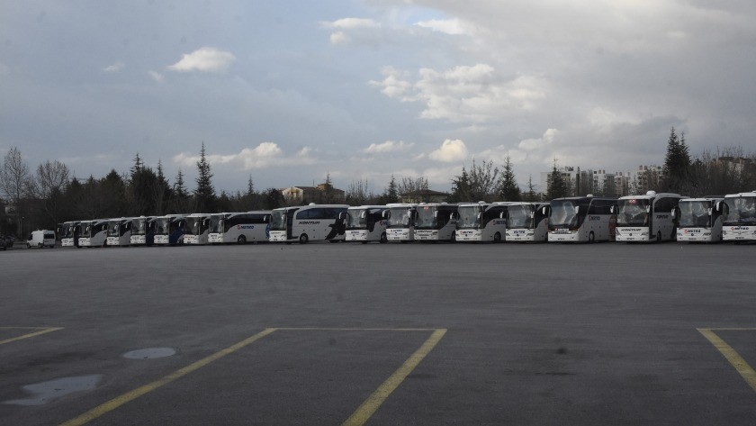 Konya'da otobüs seferleri durdu, polis sürücüleri uyardı
