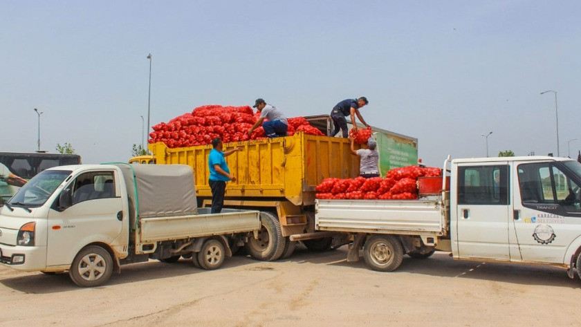 Bursa'da hayırsever çiftçi vatandaşa 100 ton soğan dağıttı