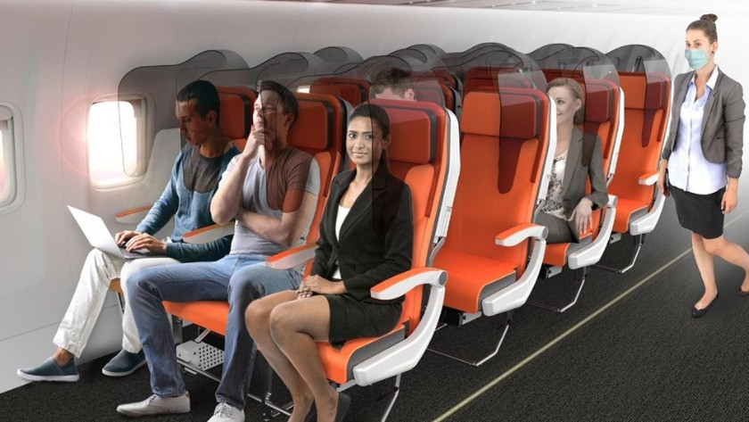 ABD'li şirketten uçaklar için özel koronavirüs tasarımlı koltuk !