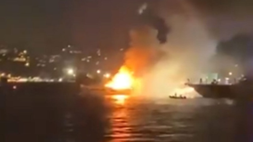 İstanbul'da teknede yangın