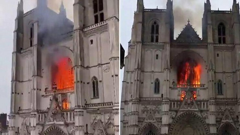 Fransa’da tarihi Nantes Katedrali’nde sabah saatlerinde yangın çıktı