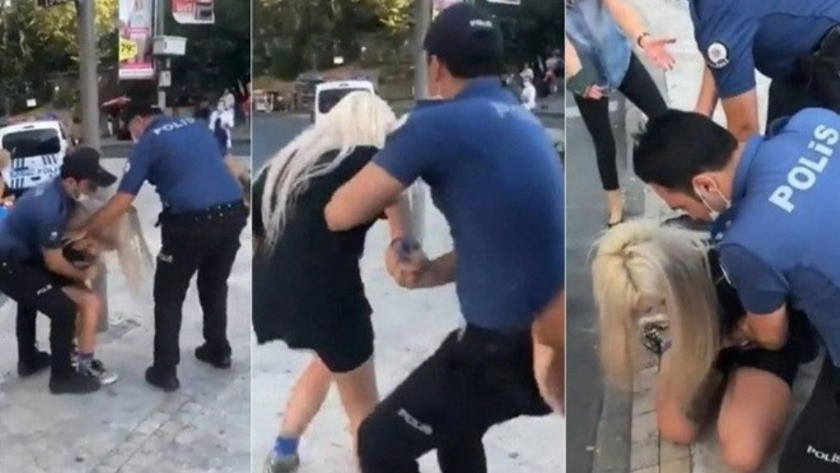 Maske takmayan kadını darp eden polislere uzaklaştırma