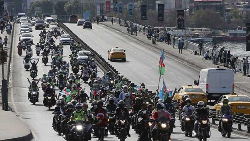 Azerbaycan'a motosikletli destek !