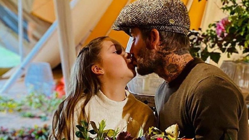 David Beckham'ın kızını dudağından öpmesi sosyal medyayı fena karıştır