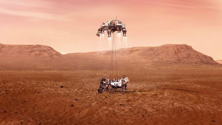 NASA'nın uzay aracı Perseverance, Mars'a böyle indi! İşte ilk fotoğraf