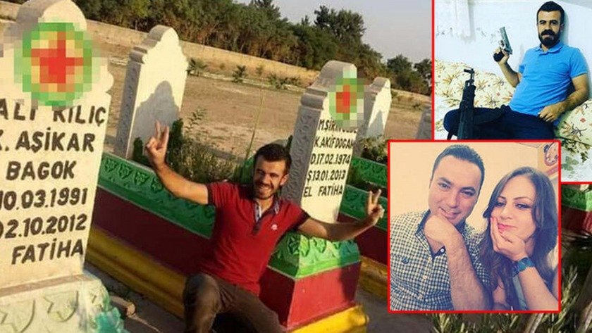 Katil zanlısının PKK mezarlığında fotoğrafı