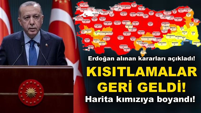 Türkiye risk haritası kımızıya boyandı! Kısıtlamalar geri geldi!