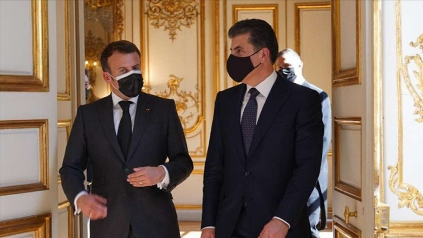 Macron Paris'te Barzani ile görüştü