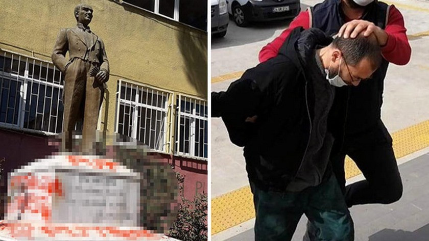 Atatürk heykeline saldıran şüpheli yakalandı