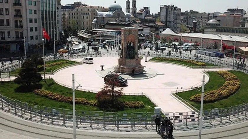 Taksim Meydanı'nda 1 önlemleri havadan görüntülendi