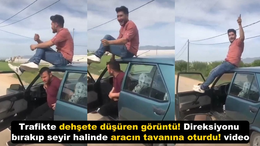 Direksiyonu bırakıp seyir halinde racın tavanına oturdu! video