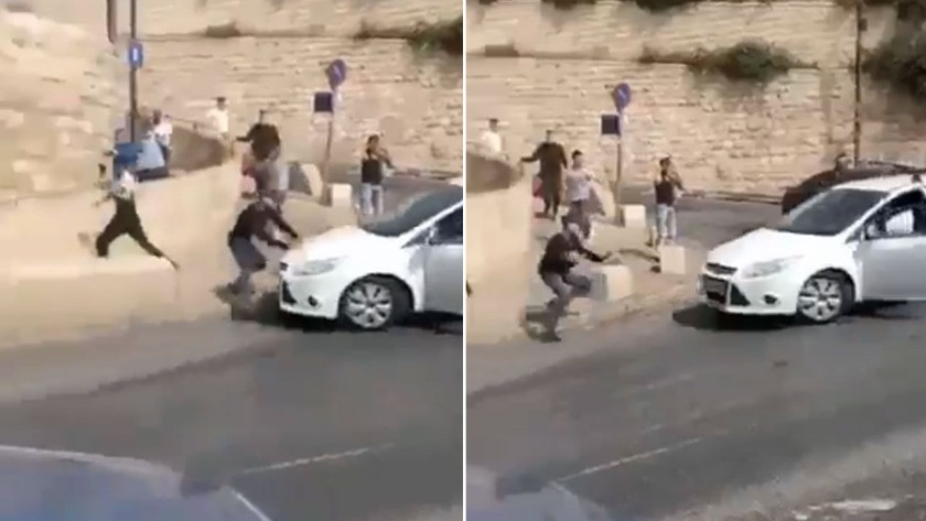 Yahudi sürücü Filistinli göstericiyi aracıyla ezdi! İşte o dehşet anları