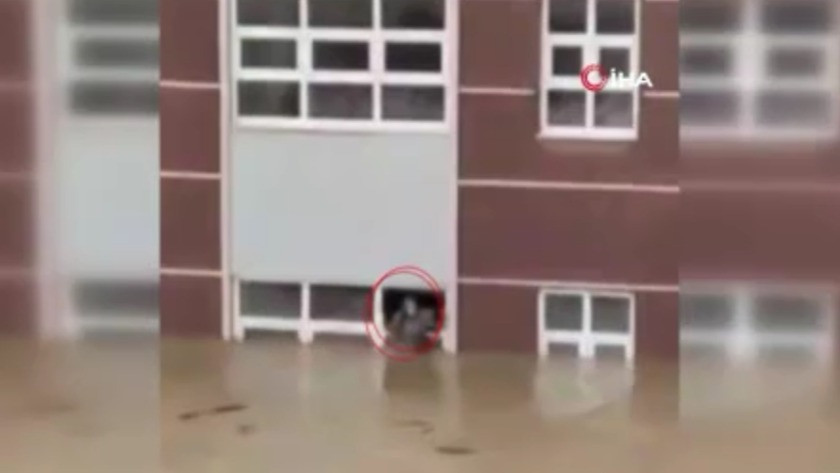 Kastamonu'daki sel felaketinde okul camında kurtarılmayı böyle bekledi