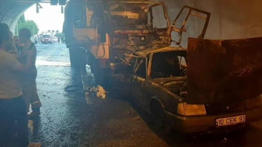 İzmir'de korkunç kaza! Tünelde çarpışan araç alev aldı: 4 ölü 2 yaralı