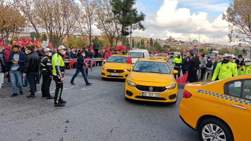 İstanbul'da taksiciler eylem yaptı! 'Kendimi asacağım' deyip seslendi