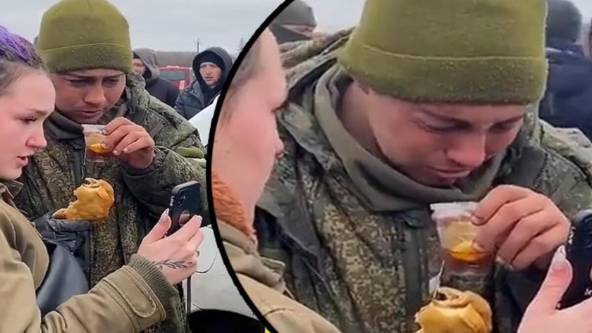 Ukraynalı kadınlar yemek verdi, teslim olan Rus askeri gözyaşlarına boğuldu!