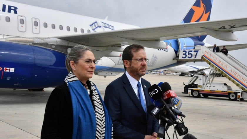 İsrail cumhurbaşkanı Herzog uçağıyla ilk mesajı verdi!