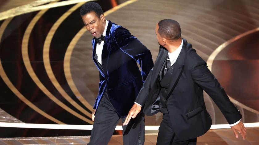 Ödül töreninde Will Smith'ten sunucu Chris Rock'a Oscar Tokadı!