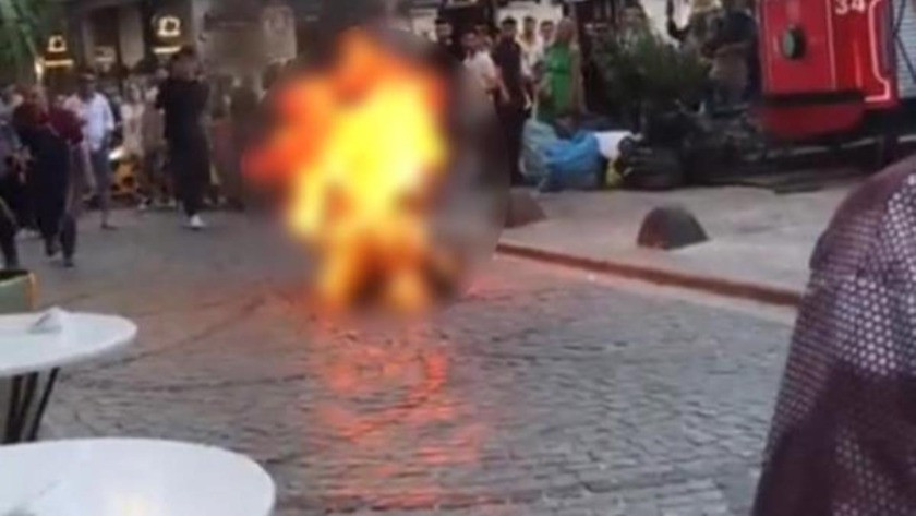 Galata Kulesi önünde bir vatandaş kendini ateşe verdi!