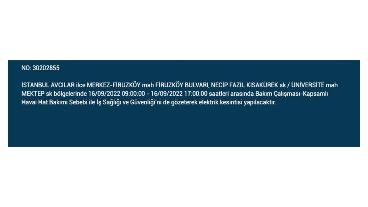 İstanbullular dikkat! BEDAŞ 16 Eylül elektrik kesintilerinin yapılacağı ilçeleri açıkladı! - Sayfa 3