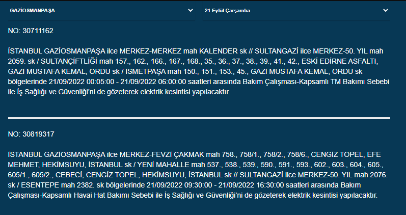 BEDAŞ açıkladı! 21 Eylül çarşamba İstanbul'un bu ilçelerinde elektrik kesintisi olacak - Sayfa 2