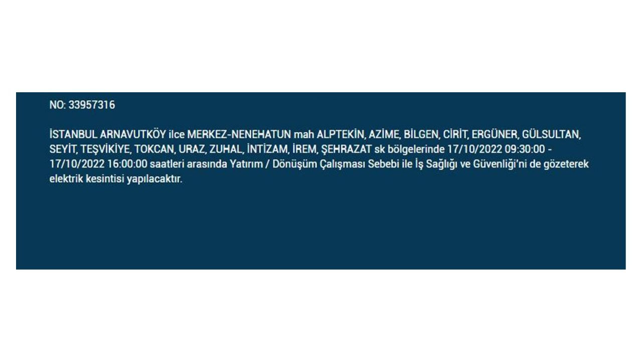 BEDAŞ duyurdu! İstanbul'da 17 Ekim Elektrik kesintisi olacak ilçeleri açıklandı - Sayfa 3