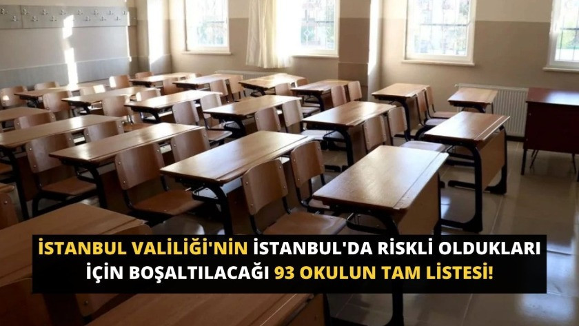 İstanbul Valiliği'nin İstanbul'da riskli oldukları için boşaltılacağı 93 okulun tam listesi!