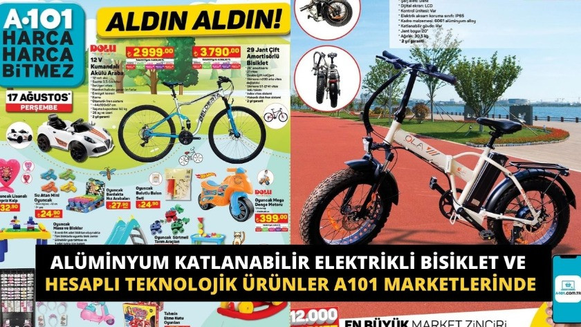 Hesaplı Alüminyum Katlanabilir Elektrikli Bisiklet A101 Marketlerinde