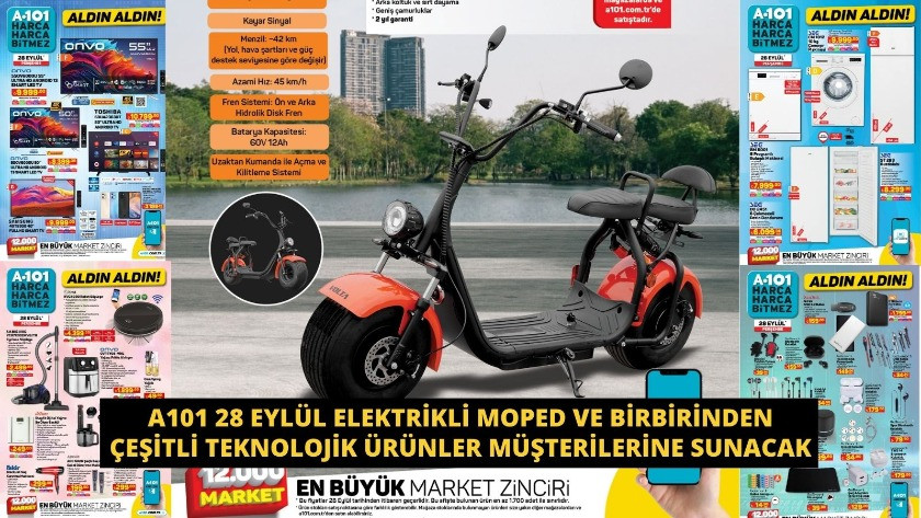 A101 28 Eylül Elektrikli Moped ve Çeşitli Teknolojik Ürünler