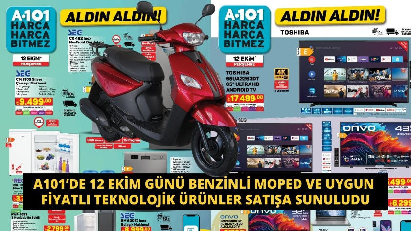 A101’de Benzinli Moped ve uygun fiyatlı teknolojik ürünler satışa