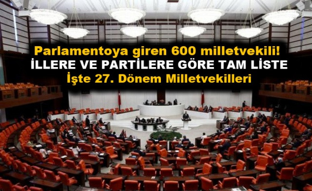 İşte parlamentoya giren 600 milletvekili! İllere ve partilere göre 27. Dönem Milletvekilleri tam listesi!