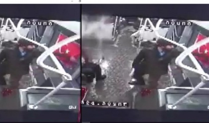 Otobüste Türk bayrağına çirkin saldırıya vatandaşların tepkisi sert oldu video izle