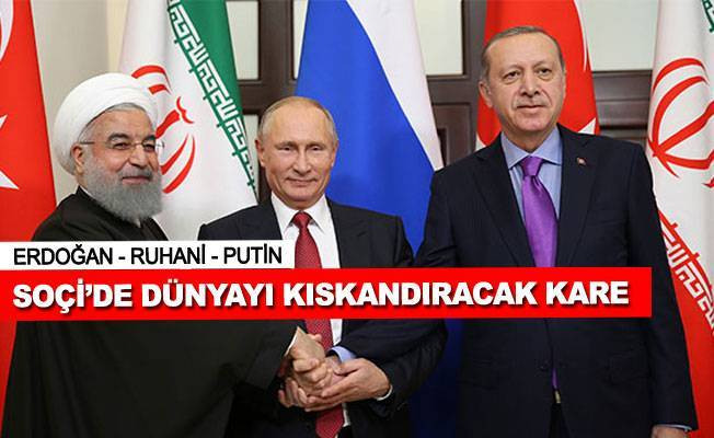 Soçi'den dünyayı çatlatan kare! Erdoğan Putin Ruhani