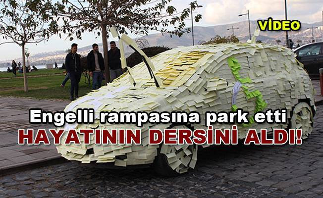 İzmir'de engelli rampasına park eden sürücü hayatının dersini aldı video izle