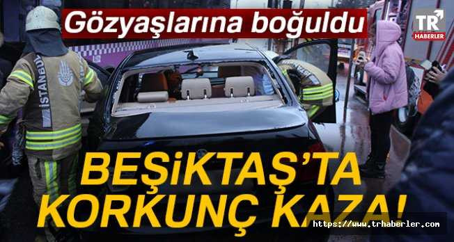 Beşiktaş’ta otobüs otomobile çarptı: 1 yaralı (Video izle)