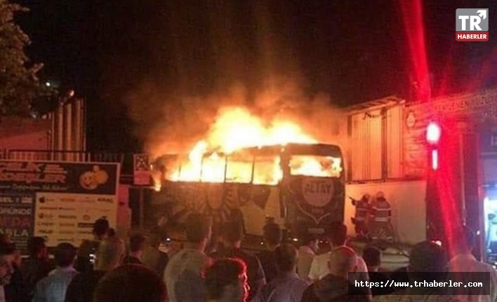 Altay Spor Kulübünün takım otobüsü alev alev yandı