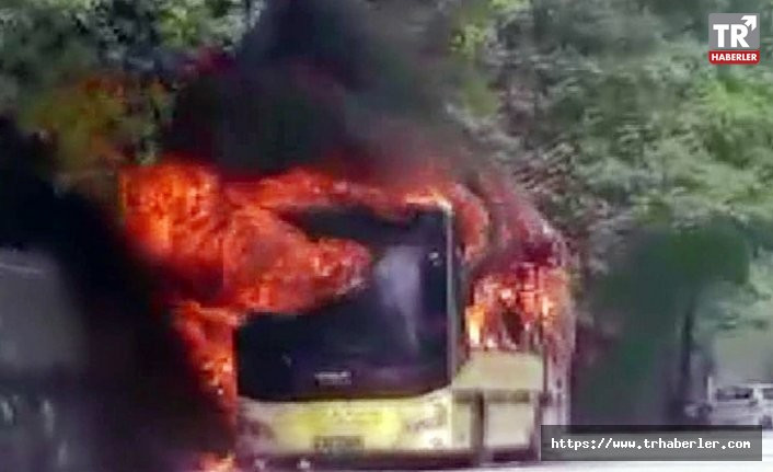 Bursa'da belediye otobüsü alev alev yandı, faciadan dönüldü