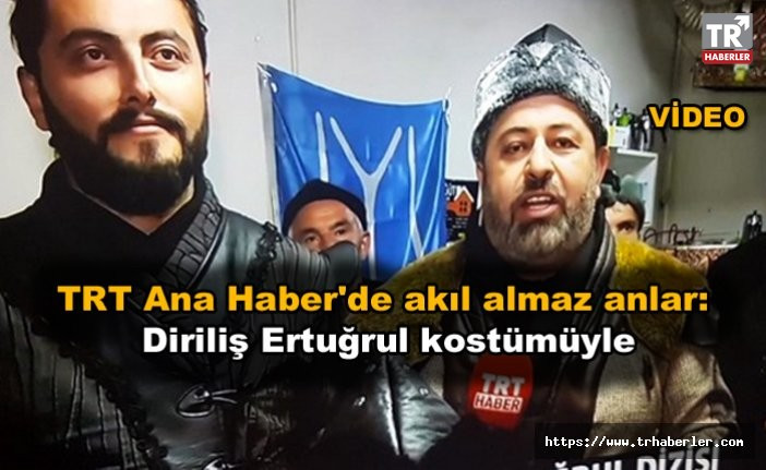 TRT Ana Haber'de akıl almaz anlar: Diriliş Ertuğrul kostümüyle video izle