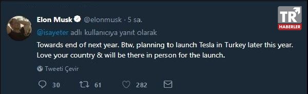 Elon Musk: Tesla'yı Türkiye'de bu yıl piyasaya sürmeyi planlıyoruz