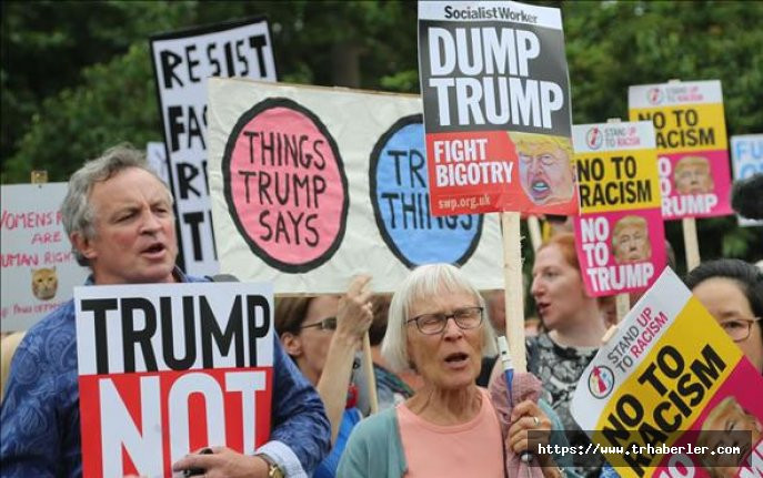 Trump Londra'da protestoyla karşılandı