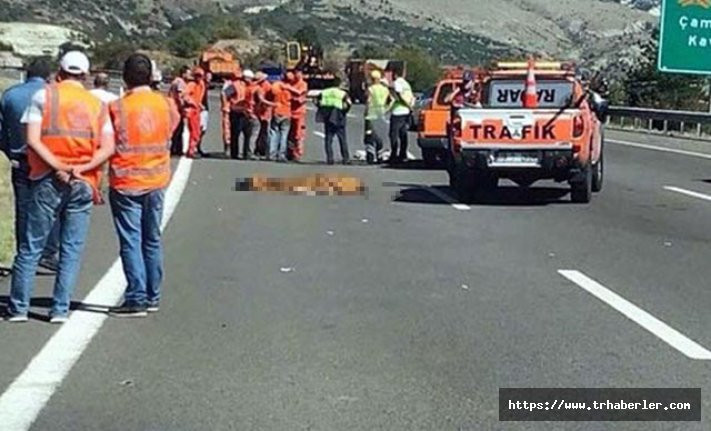 2 karayolu işçisi emniyet şeridindeki kazada hayatını kaybetti