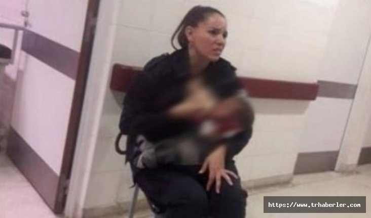 Aç kalan bebeği kadın polis emzirdi!