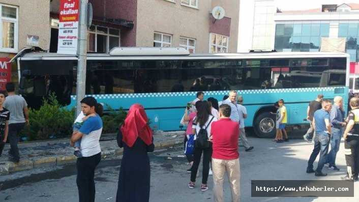 İstanbul’da özel halk otobüsü binaya girdi! Yaralılar var