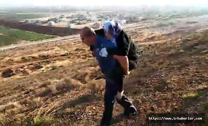 Yaralı olan Suriyeli kadını sırtında taşımıştı! O polise taktir belgesi...