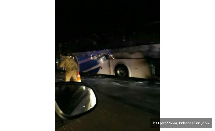 Hatay'da yolcu otobüsü yandı