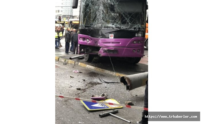 Aksaray'da otobüs kazası! Tramvay seferleri durdu