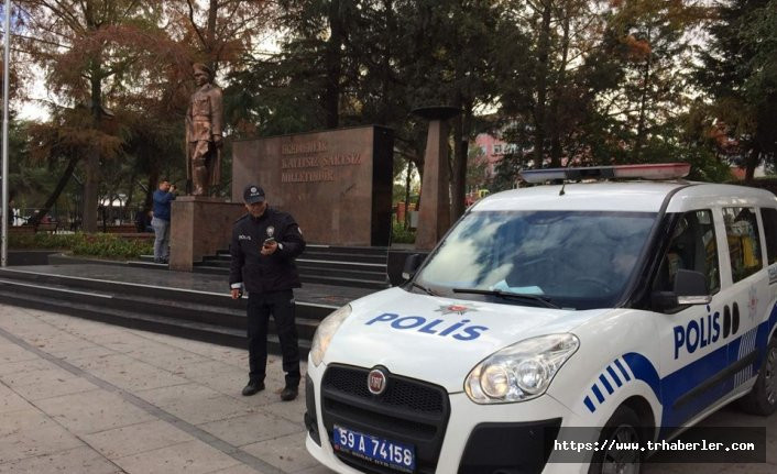 Atatürk anıtına baltalı saldırı! İşte o çarşaflı kadın