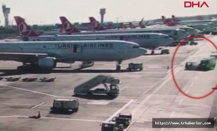 Atatürk Havalimanı apronundaki kaza anı kamerada! Video Haber İzle